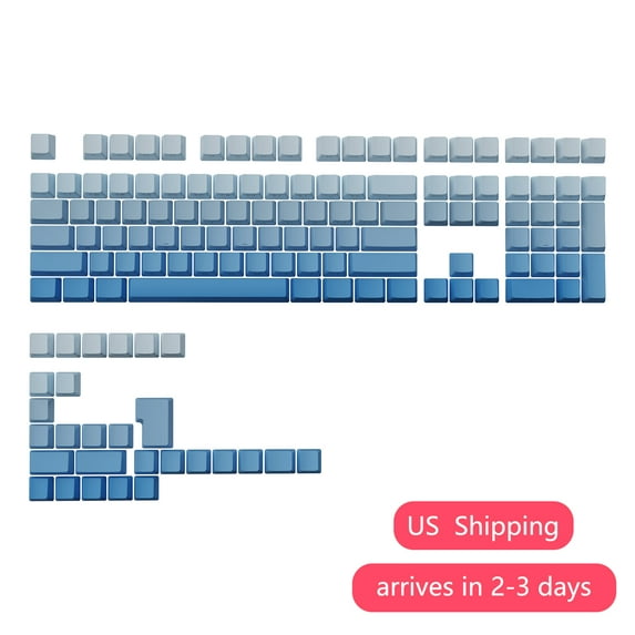 AJAZZ AKH136 Profile PBT Keycap Set with Round Large Characters, 136 Keys Purple-White Keycaps for 61/87/ 104/108 Mechanical Keyboard Blue