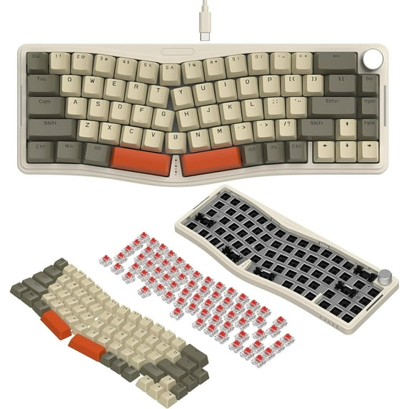 Ajazz AKS068 Alice Layout RGB Lighting Wired Mechanical Keyboard, Gray