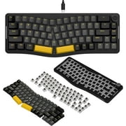 AJAZZ AKS068 Alice Layout Wired Mechanical Keyboard, Gasket Mount 68 Keys Ergonomic 60% USB-C VIA-Programmable Hot-Swappable Linear Switch RGB Backlit Knob NKRO, PC/MAC-Starry Black Brown Switches