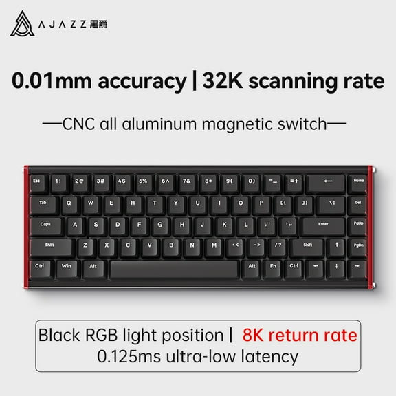 AJAZZ ALUX68 HE Aluminum Rapid Trigger Gaming Keyboard with Magnetic Switch, Wired Hall Effect Keyboard with 8K Polling Rate, 0.125ms Latency, RGB Backlight (Black, ALUX68 Plus)