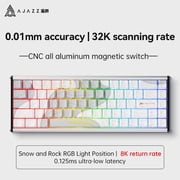 AJAZZ ALUX68 HE Aluminum Rapid Trigger Gaming Keyboard with Magnetic Switch, Wired Hall Effect Keyboard with 8K Polling Rate, 0.125ms Latency, RGB Backlight White Topographic, ALUX68 MAX