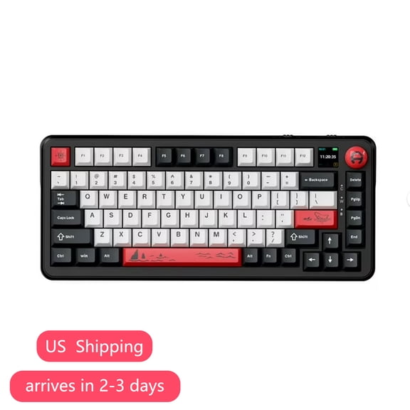 AJAZZ Ak820MAX the third mock examination mechanical keyboard wireless hot plug special gateway structure for E-sports game 75 equipped with TFT color screen black grey avocado switch