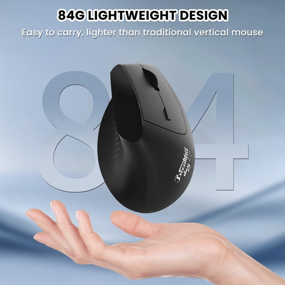 AJAZZ I300 Vertical Ergonomic Wireless Mouse, Bluetooth & 2.4GHz Rechargeable Computer Mouse with Quiet Click, 800/1200/1600 DPI, Lightweight Optical Mouse for Laptop, PC, MacBook, Windows & Mac