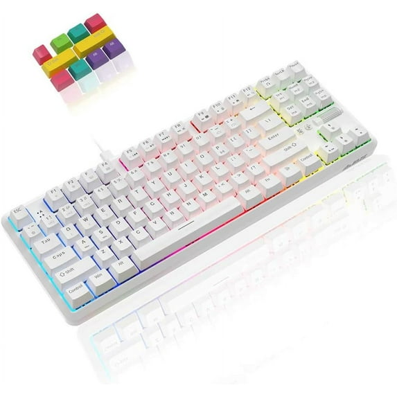 AJAZZ K870T Bluetooth Wireless Dual Mode 87-Key Mechanical Keyboard RGB Lighting Tea Switch White