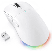 AJAZZ NJ08 Wireless Gaming Mouse, 3-Mode 2.4G/Bluetooth/USB-C Wired, Instinct S203 Sensor, 12800 DPI, 1000Hz Polling Rate, 70g Lightweight Design, RGB Strip, PC/Mac Compatible, White