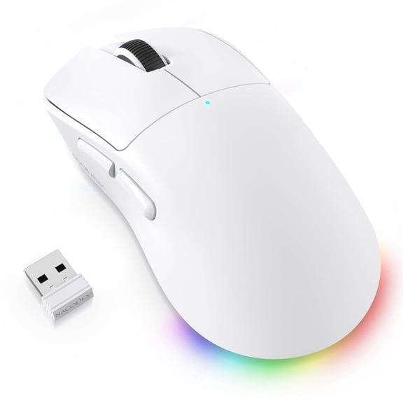 AJAZZ NJ08 Wireless Gaming Mouse 70g Lightweight, 12800 DPI, RGB Strip, 3-Mode Connection 2.4GHz/BT/Wired, 1000Hz Polling Rate, Ergonomic Right-Handed Design for PC, Mac, Windows, Laptop