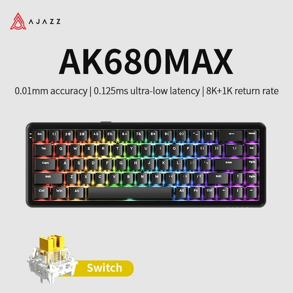 AJAZZAK680 MAX (8+1K) Magnetic Rice Axis Hifi Version ABS Black Three Modes Aluminum Fixed Version RGB DIY