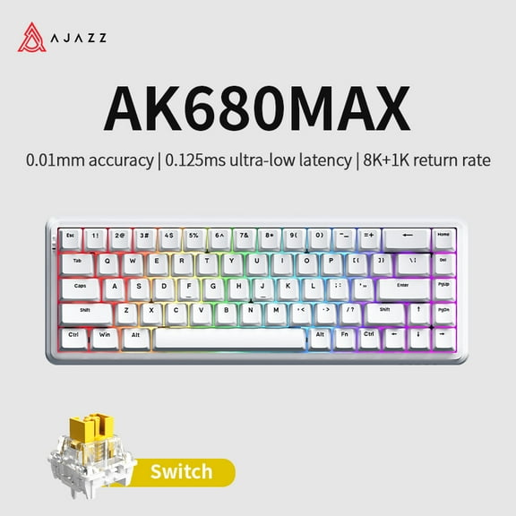 AJAZZAK680 MAX (8+1K) Magnetic Rice Axis Hifi Version ABS White Three Modes Aluminum Fixed Version RGB DIY