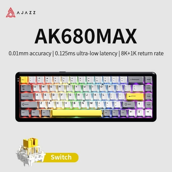 AJAZZAK680 MAX (8+1k) Magnetic Rice Axis HiFi Version Original Factory Black Gray Yellow Three Modes Aluminum Fixed Version RGB DIY