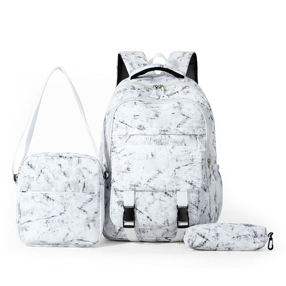 AJGRHE 3 Piece Backpack Set for Students Large Capacity Shoulder Pack Travel Everyday Use with White One Size