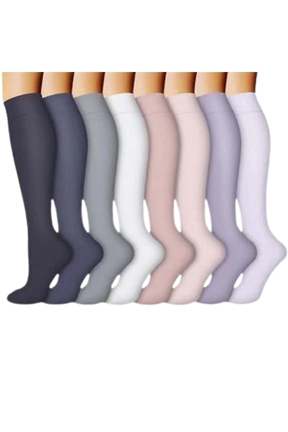 8 Pairs Women Compression Socks Set Athletic High Cut Supportive Pressure Yoga Socks For Running Fitness Travel Recovery Hiking Multicolour S