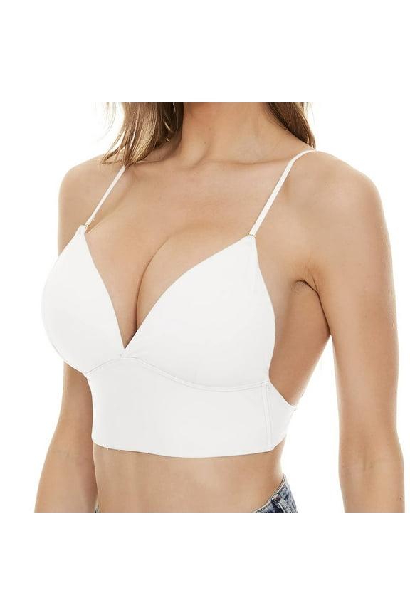 Adjustable Strap Bra Women's Low Back Lace Glossy U Shape Backless Bra for Elegant Evening Dresses and formal Attire 2PCS XL White,Beige