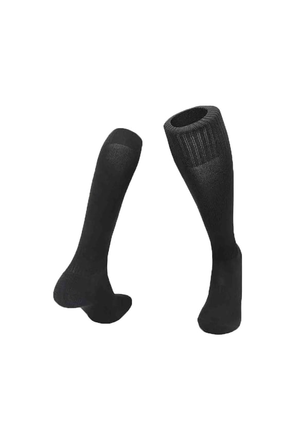 Adult Children Sports Fitness Pure Black Football Stockings Socks Black B