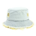 thumbnail image 1 of AJGRHE Adult Denim Washed Ripped Bucket Hats Women Fisherman Cap Packable Outdoor Sun Yellow One Size, 1 of 2
