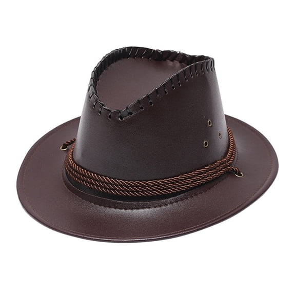 AJGRHE Adult Fashion Sun Solid Western Cowboy Hat Windproof Outdoor Travel Accessory Coffee One Size