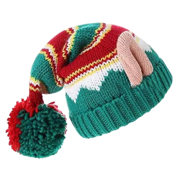 AJGRHE Adult Hat Knitted Slouchy Santa Cap Winter Warm Thermal Cozy Lined Earflap Men Women Red One Size