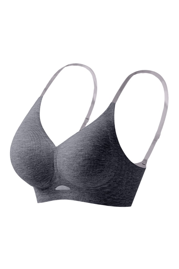 All Day Support Bra Seamless Wirefree Bra offering Soft Support Full Side Coverage and Breathable Lace Back for All Day Comfort XL Dark Gray