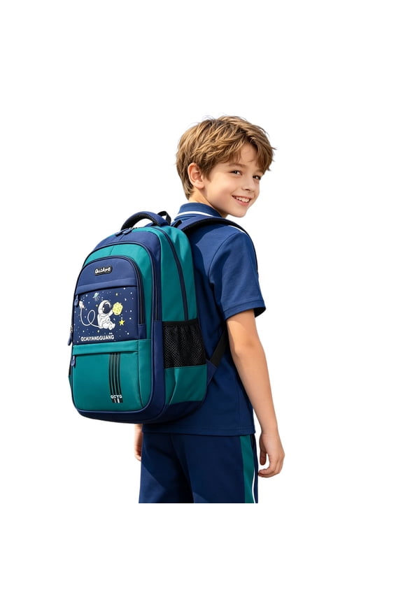 Astronaut Backpack for Boys School Bags Space Kids Backpack for School Elementary Book Bags Girls Lightweight Travel Back Packs Green S