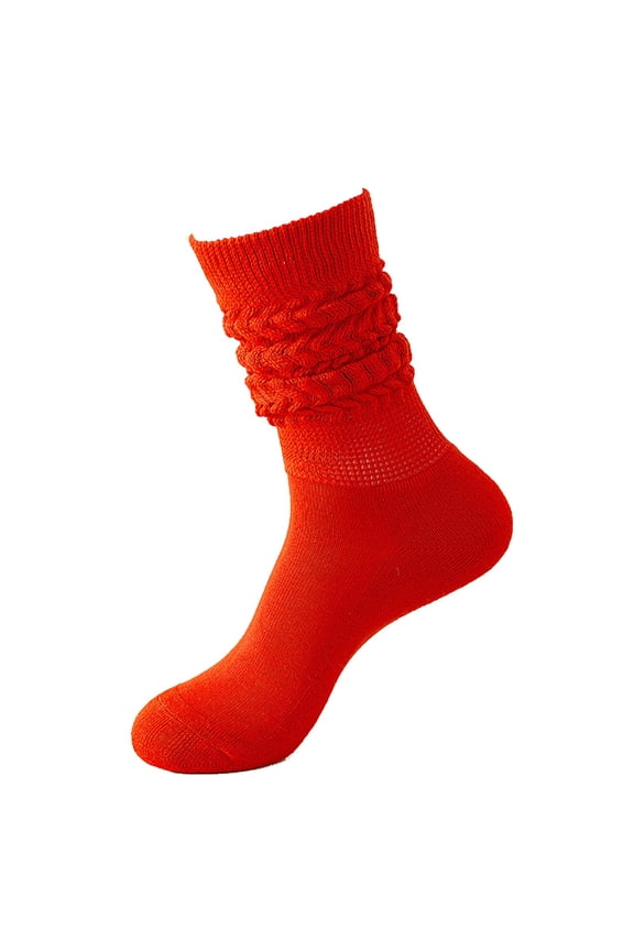 Autumn Winter Thick Thread Calf Socks Versatile College Style Pilling Thigh High Stockings for Daily Leisure Wear Red One Size