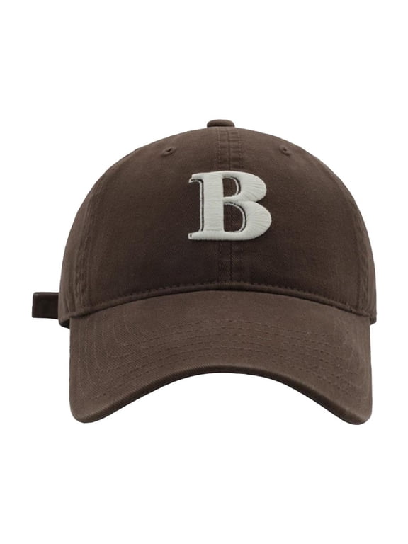 B Letter Embroidery Baseball Cap Unisex Korean Fashion And Versatile Cap Coffee One Size