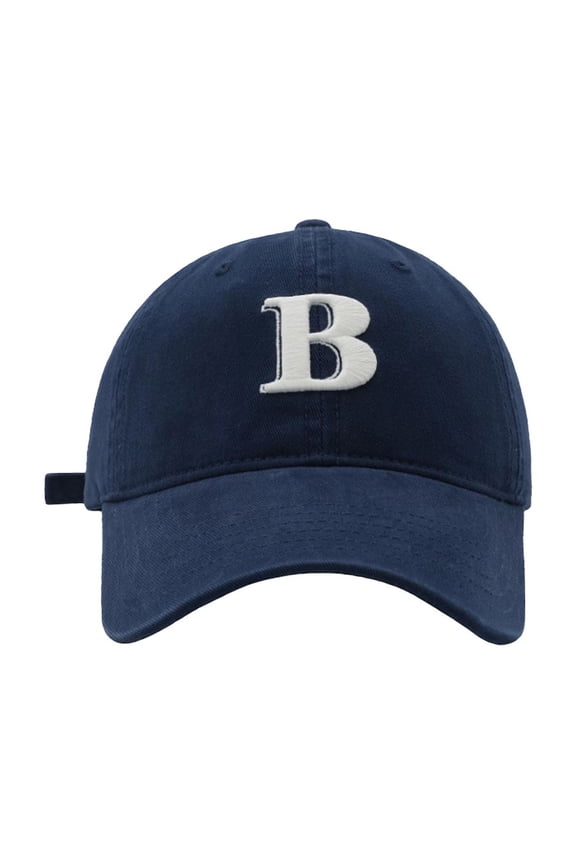 B Letter Embroidery Baseball Cap Unisex Korean Fashion And Versatile Cap Navy One Size