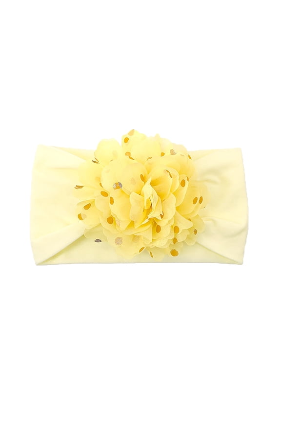 Baby Girl Headbands with Hair Bow Knots Wrap Ties Stretchy Soft Elastic Nylon Handmade Comfortable Lightweight Accessories for Toddler Kids Yellow