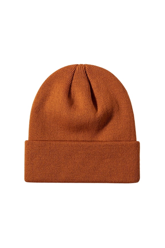 Beanie for Men Women Warm Winter Hat Knit Winter Warm Hat Outdoor Thickened Ribbed Cuffless Roll Brim Cap For Cold Weather Orange One Size
