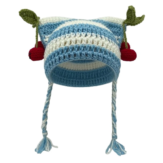 AJGRHE Beanies Cat Beanie Y2k Beanie Goth Knit Hat Grunge Crochet Hats for Women y2k Accessories Blue One Size