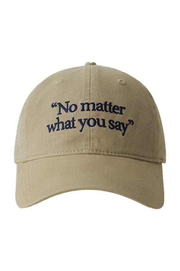 Big Head Round Baseball Cap Four Seasons Embroidered Face Small Wide Curved Cap Khaki One Size