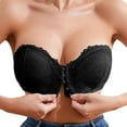 thumbnail image 1 of AJGRHE Breathable Everyday Bra Front Closure Strapless Bra for Women Wireless Comfort Everyday Wear Versatile Lace Design Full Coverage Seamless Support XL Black, 1 of 9