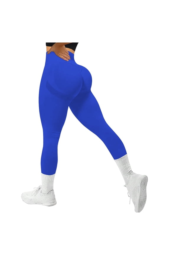 Breathable Yoga Pants High Waisted Seamless Leggings for Women Lifting Gym Workout Yoga Pants Comfortable Flexible Fitness M Blue