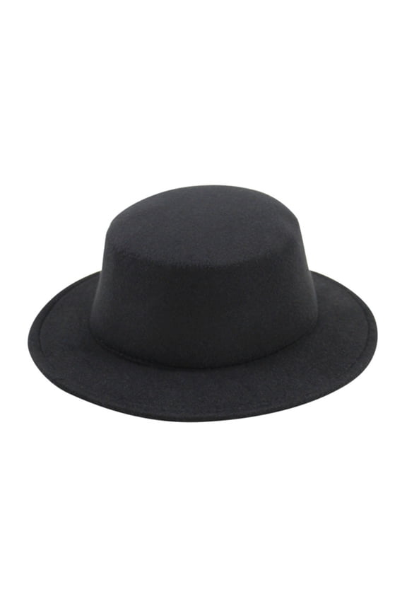 British Style Black Flat Top Bucket Hat For Men Women Fashion Classic Fedora Flat Hat, Wide Brim Jazz Hats Derby Cap for Women and Men Causal Wear Black One Size