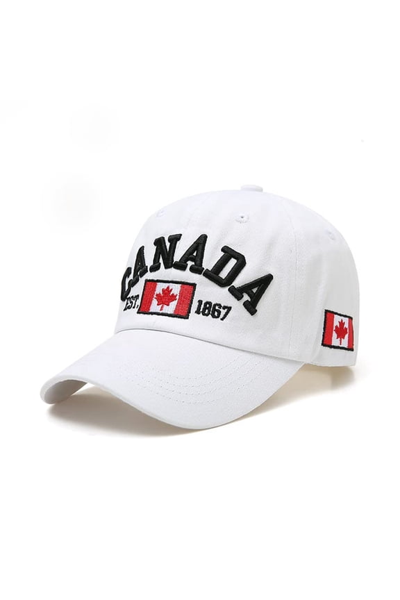 Canada Baseball Cap Embroidered Maple Leaf Flag Adjustable Hat for Patriotic Canada Day Celebration White One Size