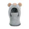 thumbnail image 1 of AJGRHE Cartoon Bear Face Scarf Neck Gaiter Integrated Winter Hat For Kids Boys Girls Outdoor Knitted With Ear Grey 4-13, 1 of 3
