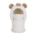 thumbnail image 1 of AJGRHE Cartoon Bear Face Scarf Neck Gaiter Integrated Winter Hat For Kids Boys Girls Outdoor Knitted With Ear White 4-13, 1 of 2