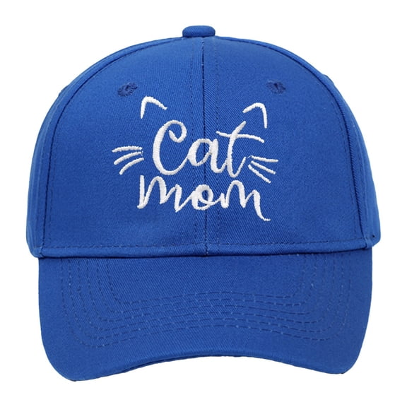 AJGRHE Cat Mom Embroidered Baseball Cap For Men Women Adjustable Hard Top Summer Sun Hat Lover Blue One Size
