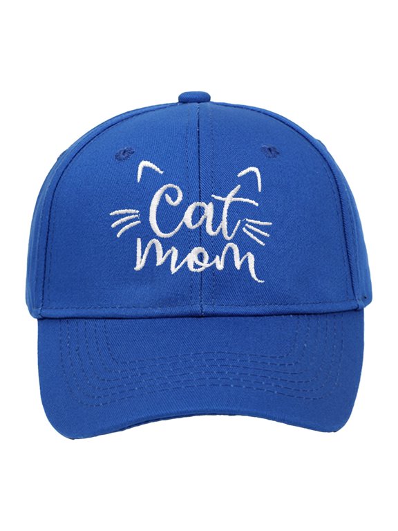 Cat Mom Embroidered Baseball Cap For Men Women Adjustable Hard Top Summer Sun Hat Lover Blue One Size