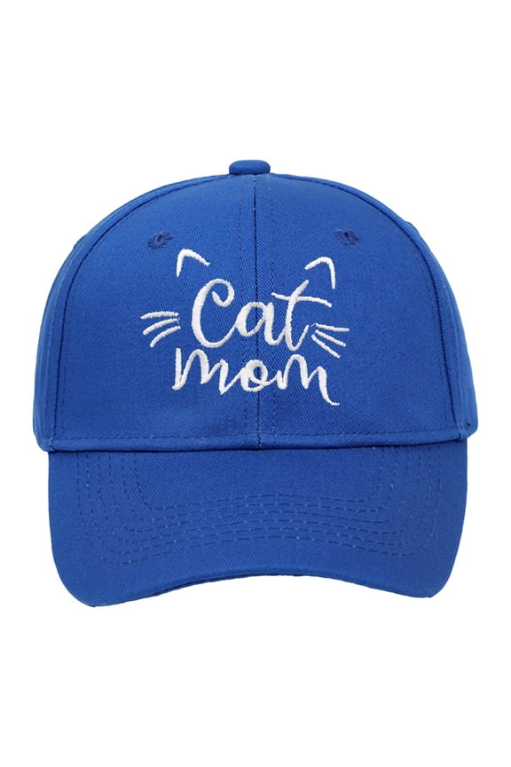 Cat Mom Embroidered Baseball Cap For Men Women Adjustable Hard Top Summer Sun Hat Lover Blue One Size