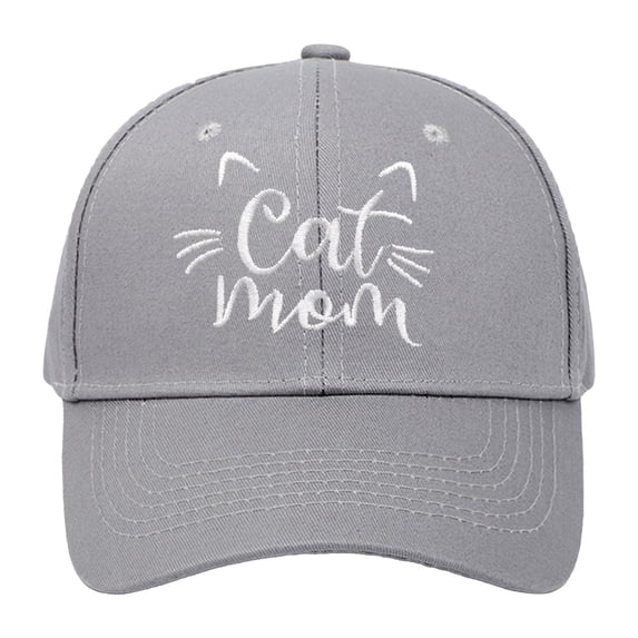 AJGRHE Cat Mom Embroidered Baseball Cap For Men Women Adjustable Hard Top Summer Sun Hat Lover Grey One Size