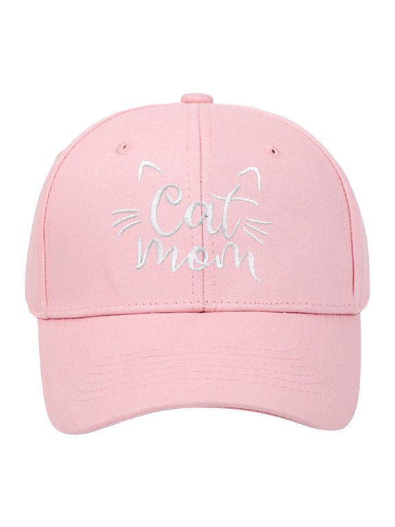 Cat Mom Embroidered Baseball Cap For Men Women Adjustable Hard Top Summer Sun Hat Lover Pink One Size