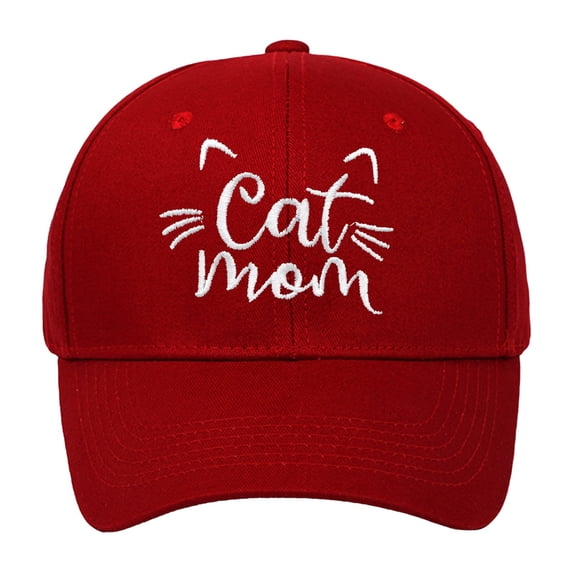 AJGRHE Cat Mom Embroidered Baseball Cap For Men Women Adjustable Hard Top Summer Sun Hat Lover Wine One Size