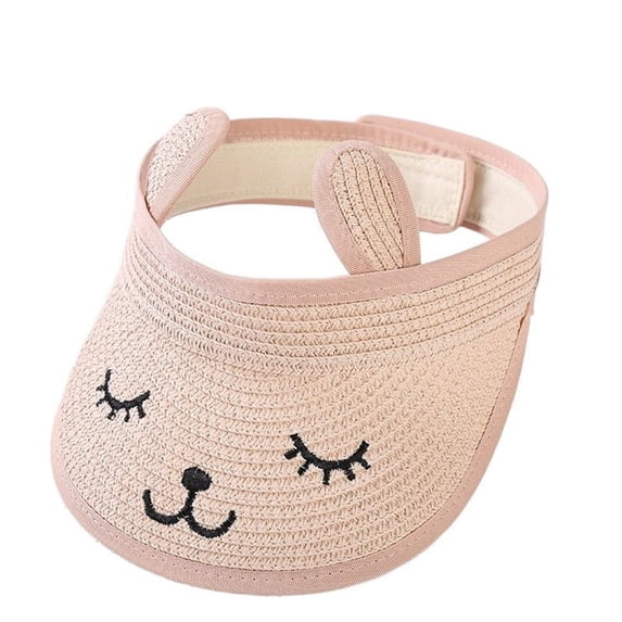 AJGRHE Children Open Top Sun Visor Hat Cute Cartoon Korean Style Baby Summer Cap Breathable Lightweight Outdoor Beach Bucket Headwear for Toddler Boys Girls Pink 2-6