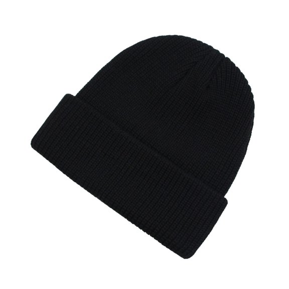 AJGRHE Classic Double Layer Knit Beanie Hat Warm Thick Acrylic Winter Hats Daily Beanies Watch Hat for Men Women Black One Size