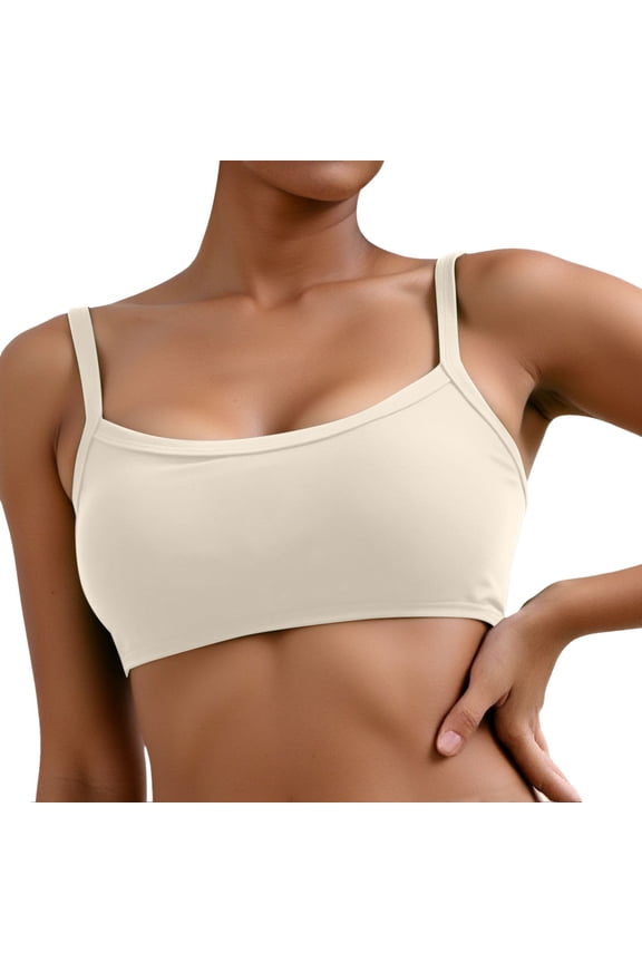 Classic Everyday Bra Adjustable Wireless Square Neck Yoga Bra top for Women Supportive Comfort Padded Workout Wear Everyday Relaxation M Beige