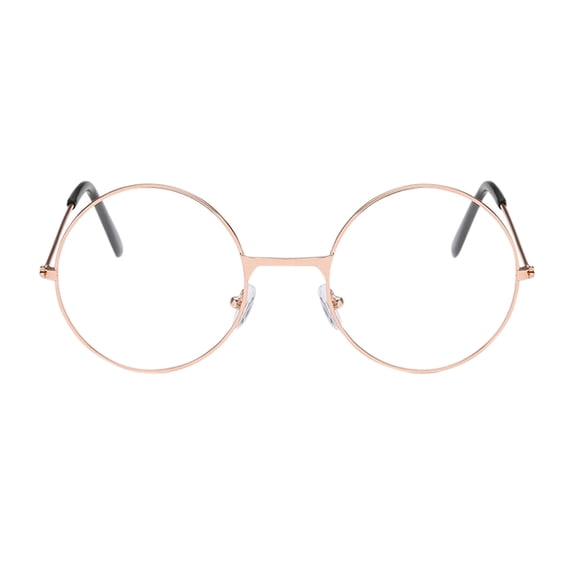 AJGRHE Classic Unisex Metal Frame Glasses For Adults Timeless Rounded Clear Lens Fashion Eyewear Rose Gold