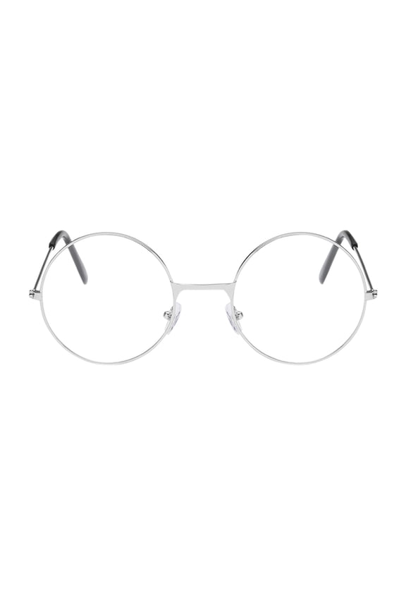 Classic Unisex Metal Frame Glasses For Adults Timeless Rounded Clear Lens Fashion Eyewear Silver
