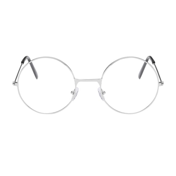 AJGRHE Classic Unisex Metal Frame Glasses For Adults Timeless Rounded Clear Lens Fashion Eyewear Silver