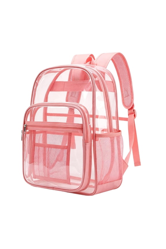 Clear Backpack for Travel, Large Capacity Breathable Padded Straps Internal Mesh Dividers Red
