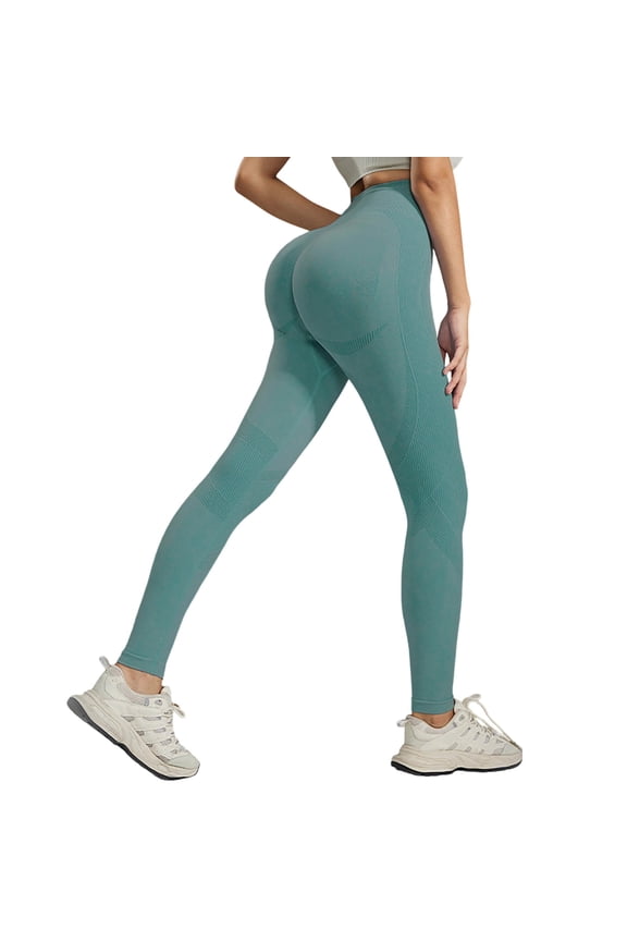 Cotton Blend Yoga Pants High Waist Seamless Workout Leggings for Lifting Yoga Pants with Squat Proof M Green