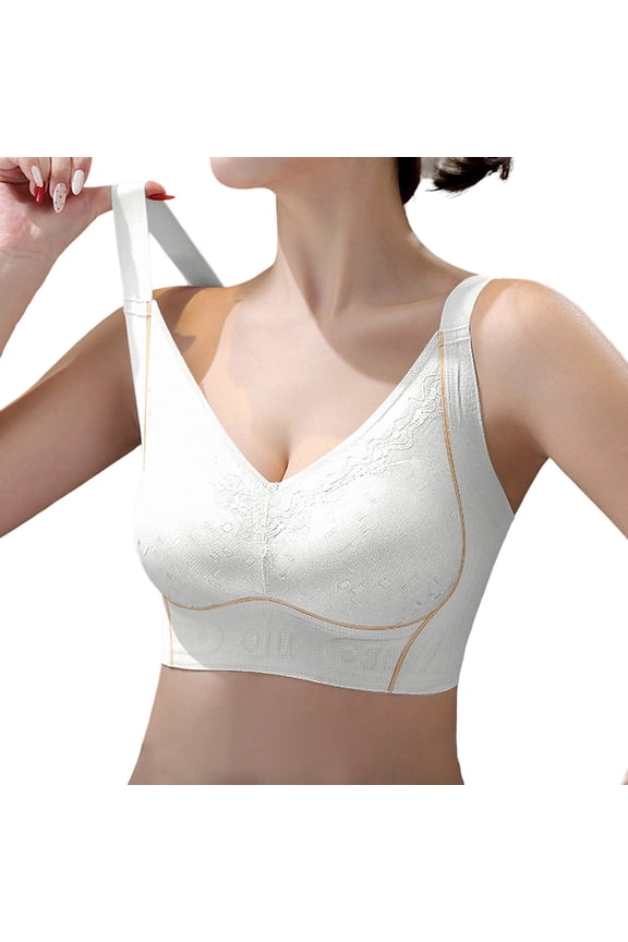Cotton Stretch Bra Full Coverage Seamless T-Shirt Bra with Side Support Wide Band for Lift Shape and Comfort 38 Beige